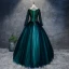 Classique Vert Foncé Robe De Bal 2017 Robe Boule En Dentelle Fleur Cristal Encolure Dégagée Manches Longues Longue Robe De Ceremonie