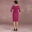 Chic / Beautiful Fuchsia Mother Of The Bride Dresses 2018 Lace Bow Scoop Neck 1/2 Sleeves Knee-Length Wedding Party Dresses