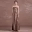 Chic / Beautiful Brown Mother Of The Bride Dresses 2018 A-Line / Princess Crystal Sequins Strapless 1/2 Sleeves Ankle Length Wedding Party Dresses