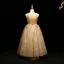 Chic / Beautiful Champagne Flower Girl Dresses 2017 A-Line / Princess Lace Appliques Pearl Sequins Scoop Neck Backless Sleeveless Ankle Length Wedding Party Dresses