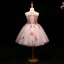 Chic / Beautiful Blushing Pink Flower Girl Dresses 2017 Ball Gown Lace Appliques Pearl Scoop Neck Sleeveless Short Wedding Party Dresses
