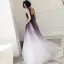 Chic / Belle Grape Dégradé De Couleur Robe De Bal 2018 Princesse Encolure Carrée Sans Manches Dos Nu Longue Robe De Ceremonie