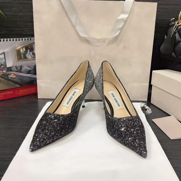 Scintillantes Océan Bleu Soirée Paillettes Escarpins 2021 Cuir 8 cm Talons Aiguilles À Bout Pointu Escarpins Talons Hauts
