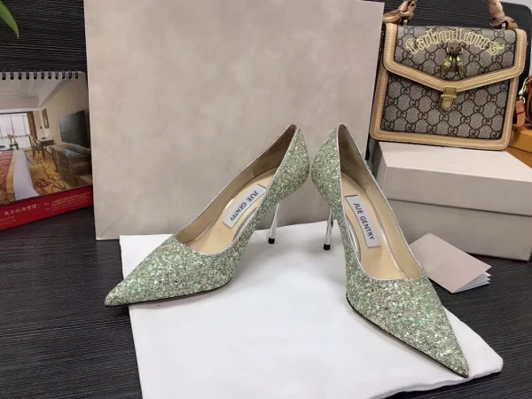 Scintillantes Vert Soirée Paillettes Escarpins 2021 Cuir 8 cm Talons Aiguilles Talons Hauts À Bout Pointu Escarpins
