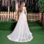 Charming Champagne Wedding Dresses 2018 A-Line / Princess Beading Lace Pearl Off-The-Shoulder Sleeveless Backless Sweep Train Wedding