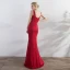 Chic / Belle Rouge Robe De Soirée 2017 Trompette / Sirène Perlage Encolure Dégagée Dos Nu Sans Manches Longue Robe De Ceremonie