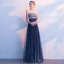 Scintillantes Bleu Marine Ciel étoilé Robe De Soirée 2017 Princesse Glitter Faux Diamant Bustier Dos Nu Sans Manches Longue Robe De Ceremonie