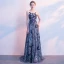Sparkly Glitter Evening Dresses  2017 A-Line / Princess Lace Sequins Sash Scoop Neck Sleeveless Court Train Formal Dresses