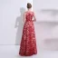 Chic / Belle Rouge Robe De Bal 2017 Princesse En Dentelle Ceinture Paillettes Encolure Dégagée Sans Manches Longue Robe De Ceremonie