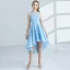 Chic / Belle Rouge Robe De Cocktail 2017 Princesse Métal Ceinture Brodé Encolure Dégagée Sans Manches Asymétrique Robe De Ceremonie