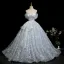 Flower Fairy Sky Blue Appliques Laser Sequins Prom Dresses 2025 Ball Gown Off-The-Shoulder Short Sleeve Backless Sweep Train Prom Formal Dresses