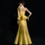 Amazing / Unique Gold Evening Dresses  2018 Trumpet / Mermaid Appliques Beading Tassel Crystal Rhinestone Scoop Neck Backless Sleeveless Floor-Length / Long Formal Dresses