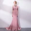 Eleganta Candy Rosa Aftonklänningar 2018 Trumpet / Sjöjungfru Rosett Hållare Halterneck Ärmlös Svep Tåg Formella Klänningar