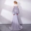 Amazing / Unique Grey Evening Dresses  2018 Trumpet / Mermaid Sequins Scoop Neck Long Sleeve Sweep Train Formal Dresses