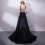 Elegant Black Evening Dresses  2018 A-Line / Princess Lace V-Neck Sleeveless Court Train Formal Dresses