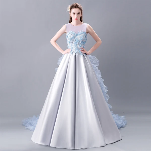 Stunning Prom Dresses 2018 A-Line / Princess Lace Appliques Pearl Scoop Neck Backless Sleeveless Royal Train Formal Dresses