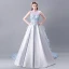 Stunning Prom Dresses 2018 A-Line / Princess Lace Appliques Pearl Scoop Neck Backless Sleeveless Royal Train Formal Dresses