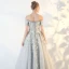 Chic / Beautiful Sage Green Prom Dresses 2018 A-Line / Princess Lace Flower Off-The-Shoulder Backless Short Sleeve Floor-Length / Long Formal Dresses