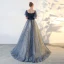 Elegant Prom Dresses 2018 A-Line / Princess Star Backless Square Neckline Short Sleeve Floor-Length / Long Formal Dresses
