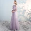 Amazing / Unique Blushing Pink Prom Dresses 2018 A-Line / Princess Scoop Neck 3/4 Sleeve Floor-Length / Long Formal Dresses