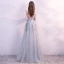 Chic / Belle Gris Robe De Soirée 2018 Princesse Dentelle Fleur Perle Paillettes Ceinture U-Cou Sans Manches Dos Nu Longue Robe De Ceremonie