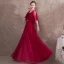 Luxury / Gorgeous Burgundy Prom Dresses 2018 A-Line / Princess Glitter Beading Crystal Sash Square Neckline Backless 1/2 Sleeves Floor-Length / Long Formal Dresses