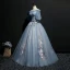 Elegant Prom Dresses 2018 Ball Gown Bow Embroidered Off-The-Shoulder Short Sleeve Floor-Length / Long Formal Dresses