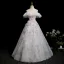 Chic / Belle Blanche Perlage Paillettes Appliques Robe De Bal 2025 Robe Boule De l'épaule Gland Manches Courtes Dos Nu Longue Robe De Ceremonie