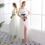 Modern / Fashion Ivory Formal Dresses 2018 A-Line / Princess Spaghetti Straps Backless Short Sleeve Ankle Length Evening Dresses