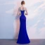 Luxe Robe De Soirée 2018 Trompette / Sirène Faux Diamant Encolure Carrée Dos Nu Sans Manches Train De Balayage Robe De Ceremonie