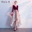 Chic / Belle Bordeaux Robe De Soirée 2018 Princesse Rayé V-Cou Manches Longues Longueur Cheville Robe De Ceremonie