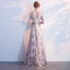 Chic / Beautiful Gold Evening Dresses  2018 Trumpet / Mermaid Sash Embroidered V-Neck Backless Short Sleeve Floor-Length / Long Formal Dresses