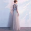 Elegant Evening Dresses  2018 Empire Lace Flower Appliques Pearl Scoop Neck Backless 1/2 Sleeves Floor-Length / Long Formal Dresses