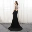 Sexy Noir Robe De Soirée 2018 Trompette / Sirène Perlage Paillettes Dos Nu V-Cou Sans Manches Tribunal Train Robe De Ceremonie