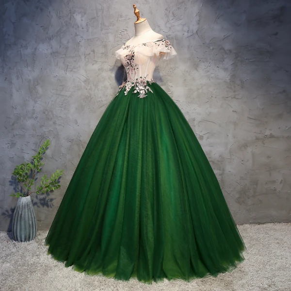 Chic / Beautiful Prom Dresses 2018 Ball Gown Appliques Pearl Off-The-Shoulder Backless Sleeveless Floor-Length / Long Formal Dresses