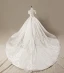Chic / Beautiful Wedding Dresses 2018 Ball Gown Lace Appliques Embroidered Off-The-Shoulder Backless Short Sleeve Chapel Train Wedding