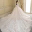 Chic / Beautiful Champagne Wedding Dresses 2018 Ball Gown Appliques Bow Scoop Neck Long Sleeve Royal Train Wedding