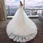Schöne Ivory / Creme Brautkleider 2018 Ballkleid Mit Spitze Applikationen V-Ausschnitt Rückenfreies 1/2 Ärmel Kapelle-Schleppe Hochzeit