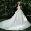 Schöne Weiß Brautkleider 2018 Ballkleid Applikationen Strass Off Shoulder Rückenfreies Ärmellos Königliche Schleppe Hochzeit