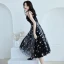 Modern / Fashion Black Party Dresses 2018 A-Line / Princess Star Sequins Lace Flower Spaghetti Straps Sleeveless Backless Knee-Length Formal Dresses