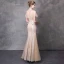 Chic / Belle Robe De Soirée 2018 Trompette / Sirène Appliques Cristal Col Haut Dos Nu Manches Courtes Longue Robe De Ceremonie