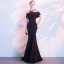Simple Noir Robe De Soirée 2018 Trompette / Sirène Bustier Dos Nu Sans Manches Longue Robe De Ceremonie