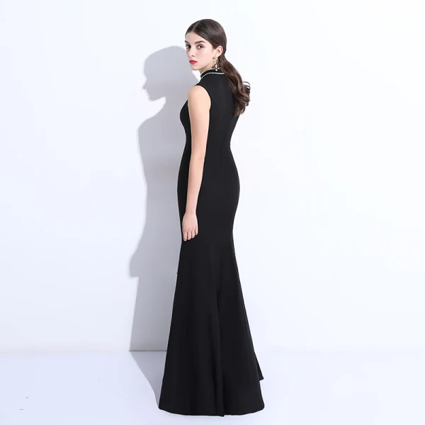Modest / Simple Black Evening Dresses 2018 Trumpet / Mermaid Beading Scoop Neck Floor-Length / Long Formal Dresses