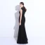 Modest / Simple Black Evening Dresses  2018 Trumpet / Mermaid Beading Scoop Neck Floor-Length / Long Formal Dresses