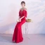Chic / Beautiful Red Evening Dresses  2018 Trumpet / Mermaid Tassel Strapless Sleeveless Floor-Length / Long Formal Dresses