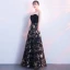 Elegant Black Gold Evening Dresses  2018 A-Line / Princess Embroidered V-Neck Backless Sleeveless Floor-Length / Long Formal Dresses