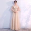Chic / Beautiful Bridesmaid Dresses 2018 A-Line / Princess Appliques Beading Sash V-Neck Backless 1/2 Sleeves Floor-Length / Long Wedding Party Dresses