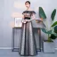 Modern / Fashion Black Prom Dresses 2018 A-Line / Princess Spotted Off-The-Shoulder Backless Short Sleeve Floor-Length / Long Formal Dresses