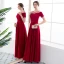 Chic / Belle Bordeaux Robe De Soirée 2018 Princesse Volants Cristal Encolure Dégagée Manches Courtes Longue Robe De Ceremonie