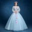 Affordable Flower Fairy Yellow Prom Dresses 2018 Ball Gown Appliques V-Neck Backless 3/4 Sleeve Floor-Length / Long Formal Dresses